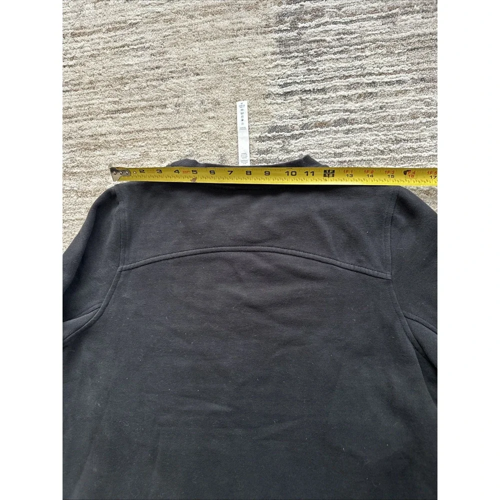 Lululemon Pullover Women Black Sz 8 Fleece Be True Crewneck Side Zips Quilt Patt
